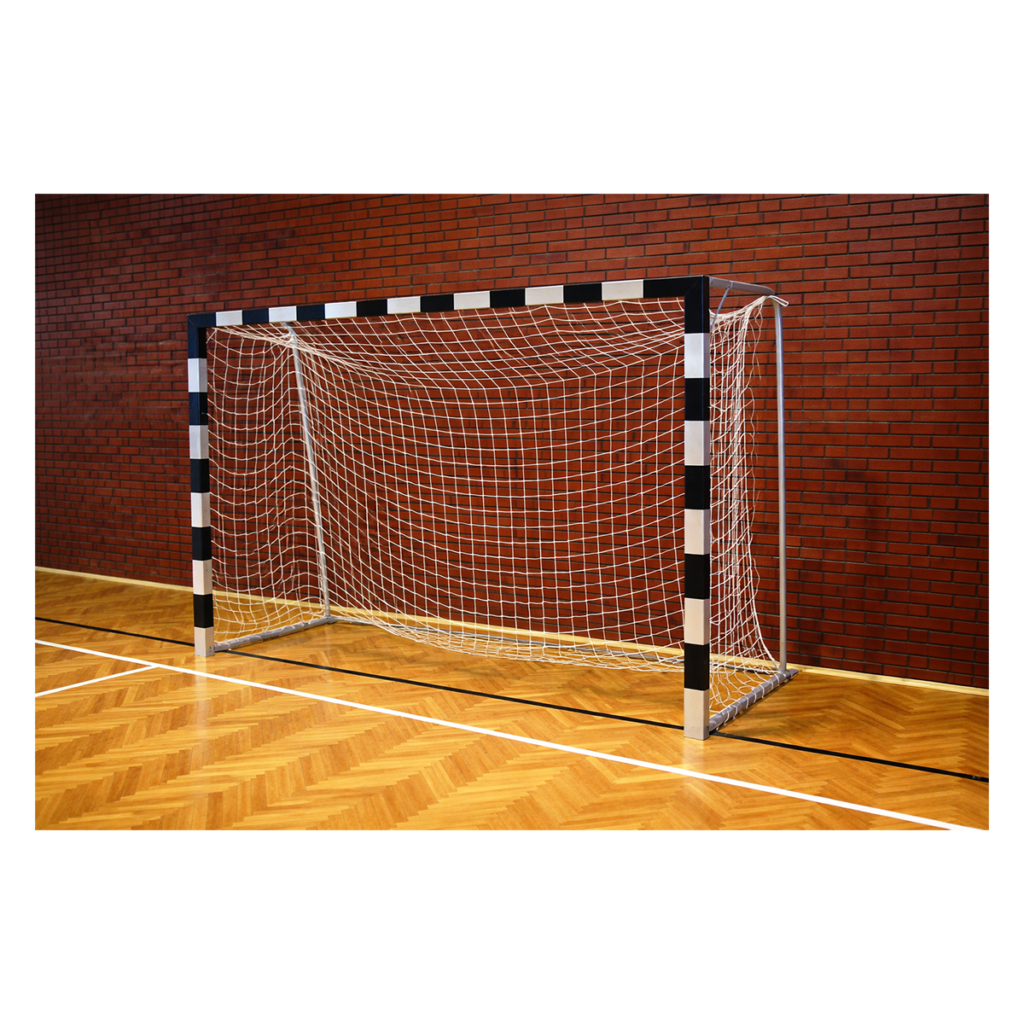 Handball goal with ground sockets, fixed design