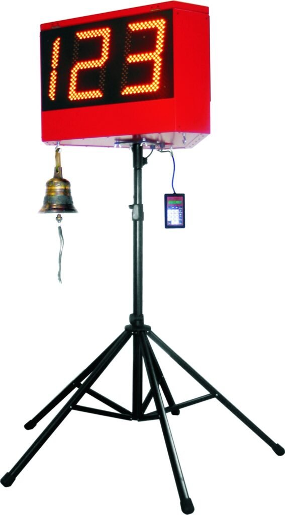 Lap counter on its support with the controller and the last lap bell