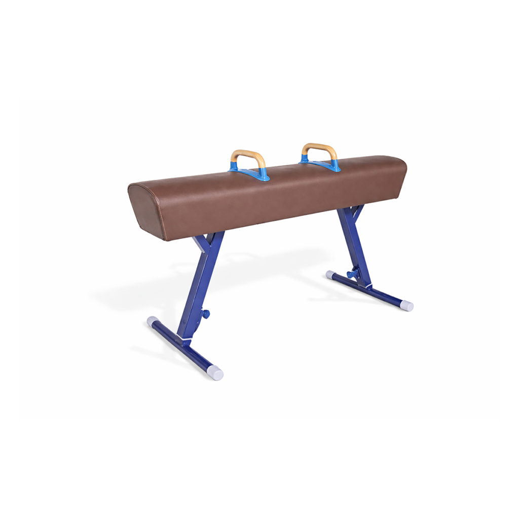Pommel horse on adjustable steel support