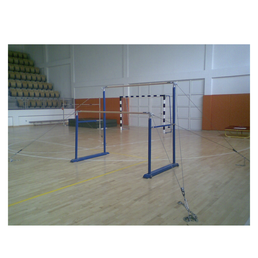 Asymmetric bars on a steel base frame
