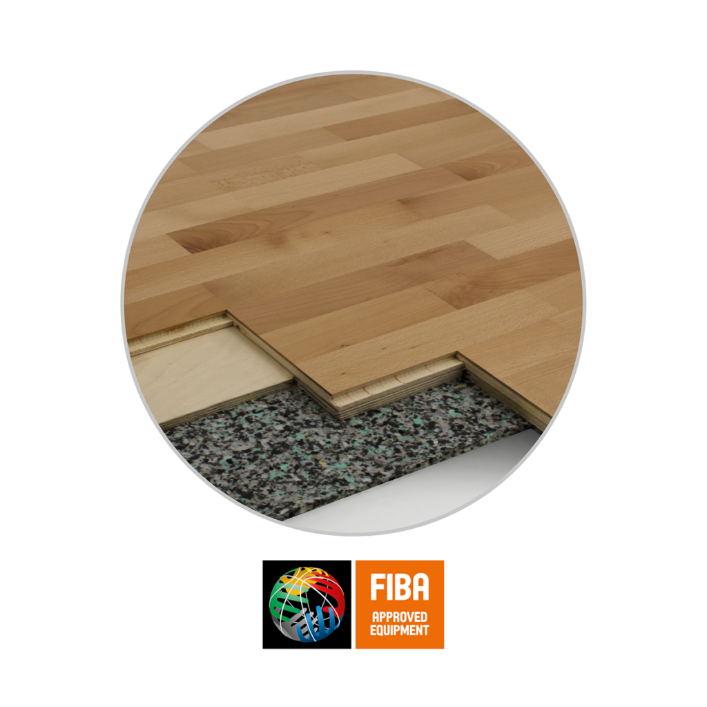 THERMO sports floor with heat-transfer layer