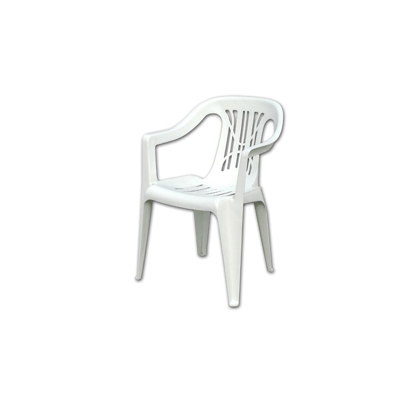 White plastic stackable judges' chair