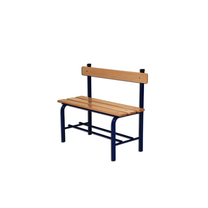 Locker room bench with backrest, 100 cm