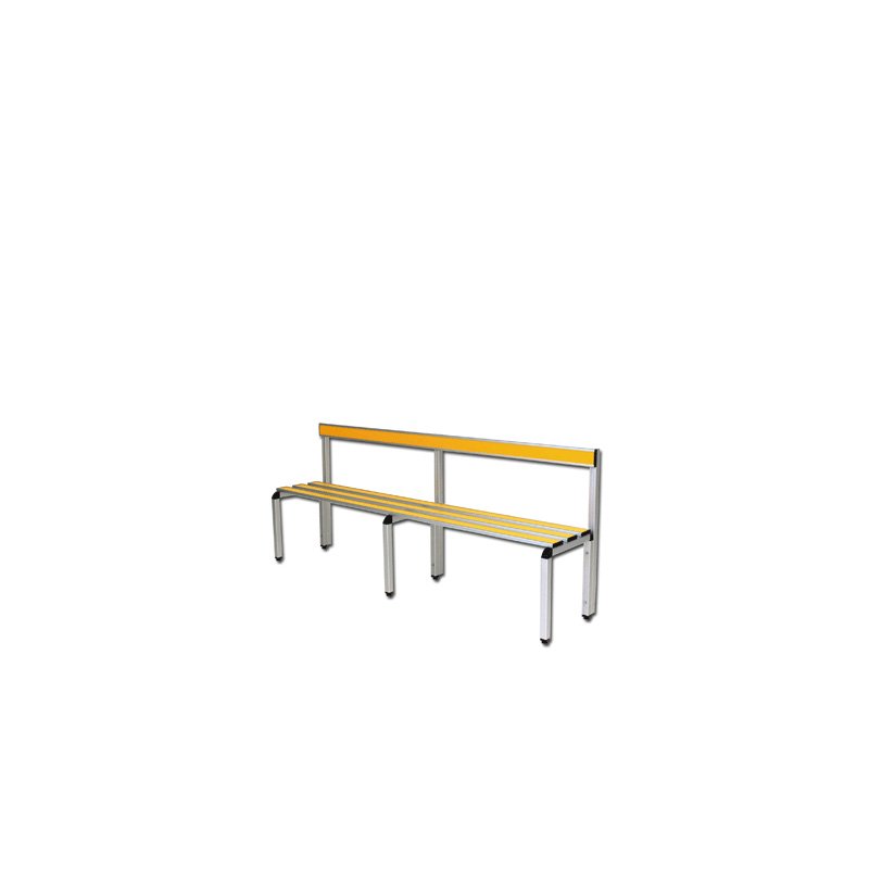 Aluminium locker room bench with backrest