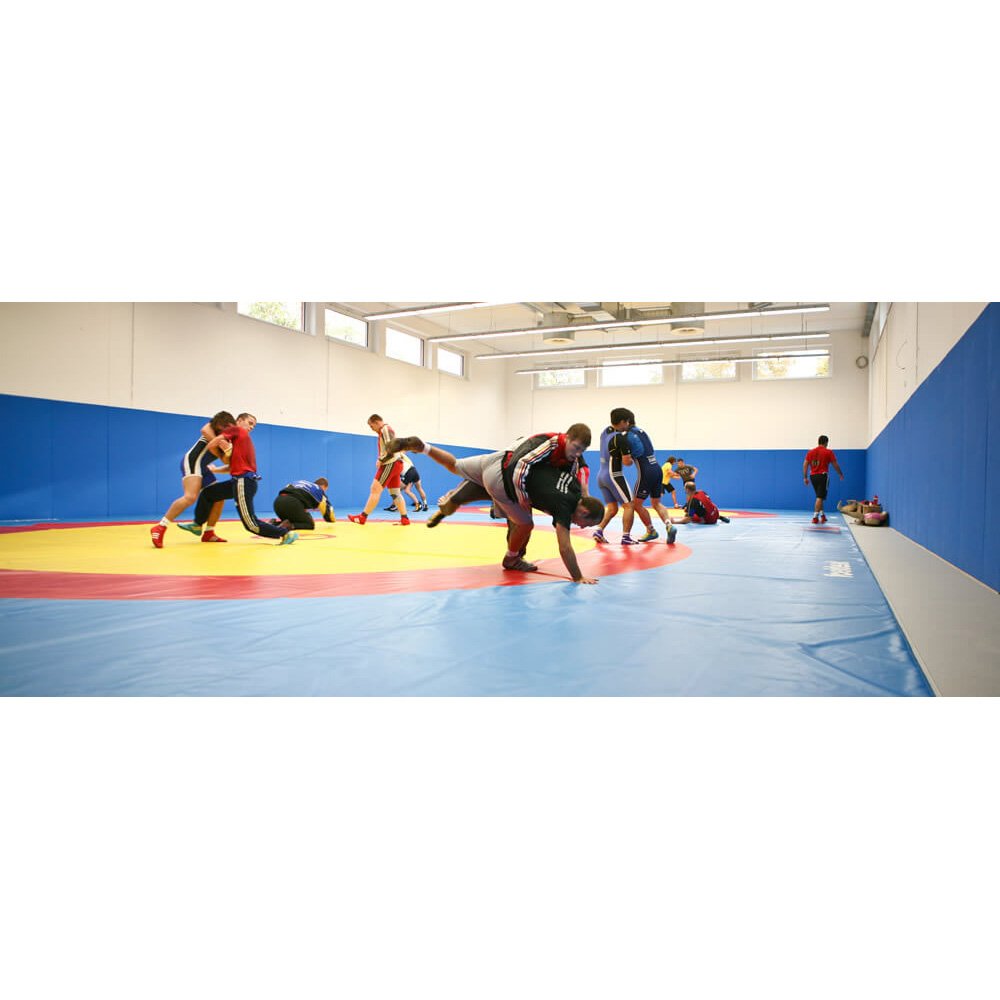 Wrestling team training mat